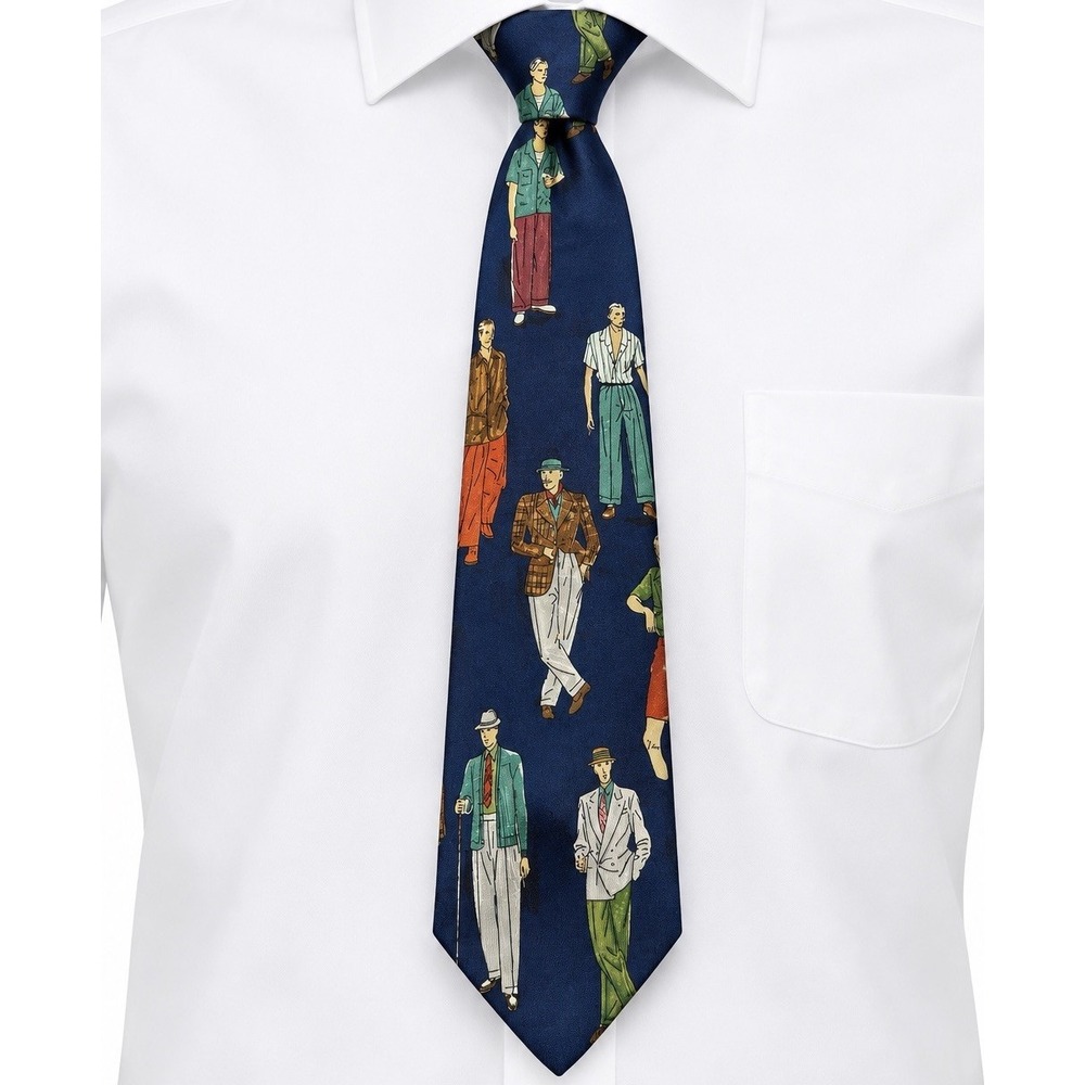 Polo Ralph Lauren Mens 100% Silk Tie Navy Menswear Gentleman Novelty Print VTG
